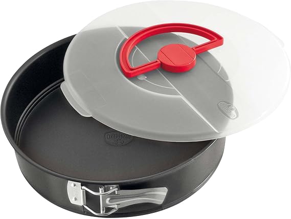 Dr. Oetker Bake&Go Removable Round Baking Mould with Lid for Transporting and Storing, 26 cm Diameter, Steel with Non-Stick Coating, Black, 1 pc.