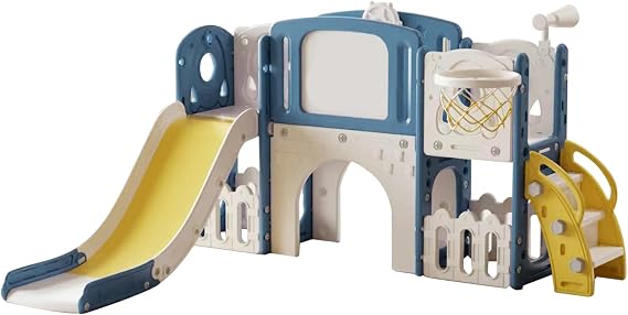Children's Outdoor Slides, Children's Garden Slides, Children's Slides, Indoor and Outdoor Multifunctional Play Slide (XST-Blue Yellow)