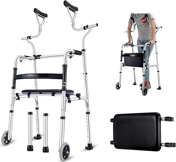 Rollator Walkers for Seniors with Seat,Stander Walker,2 Wheel Walker,Removable Seat,One-Touch Folding,Height Adjustable,Suitable for People with Limited Mobility