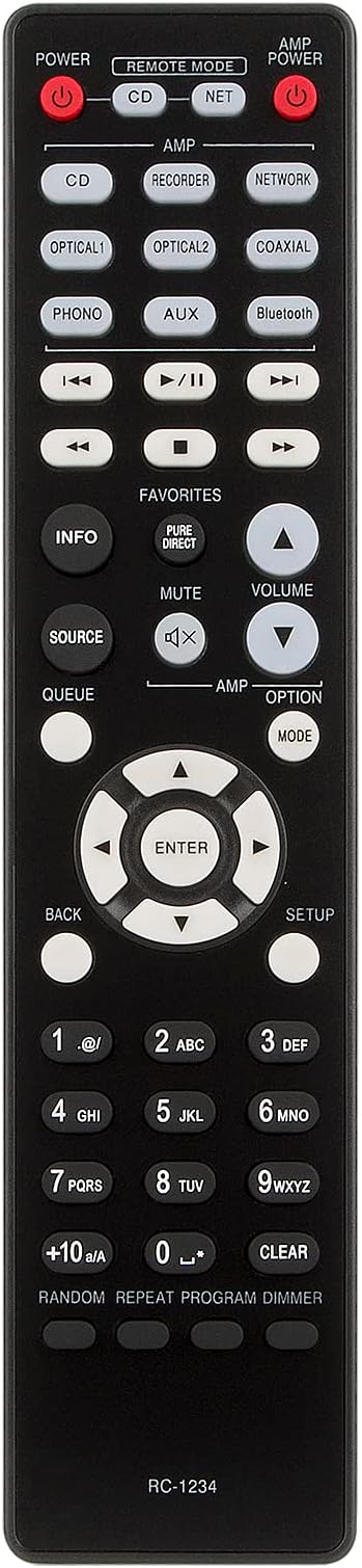 VINABTY RC-1234 Replace Remote Control Fit for Denon Amplifier CD Player PMA600NE PMA1600NE DCD-600NE PMA-600NE PMA-1600NE DCD600NE HiFi