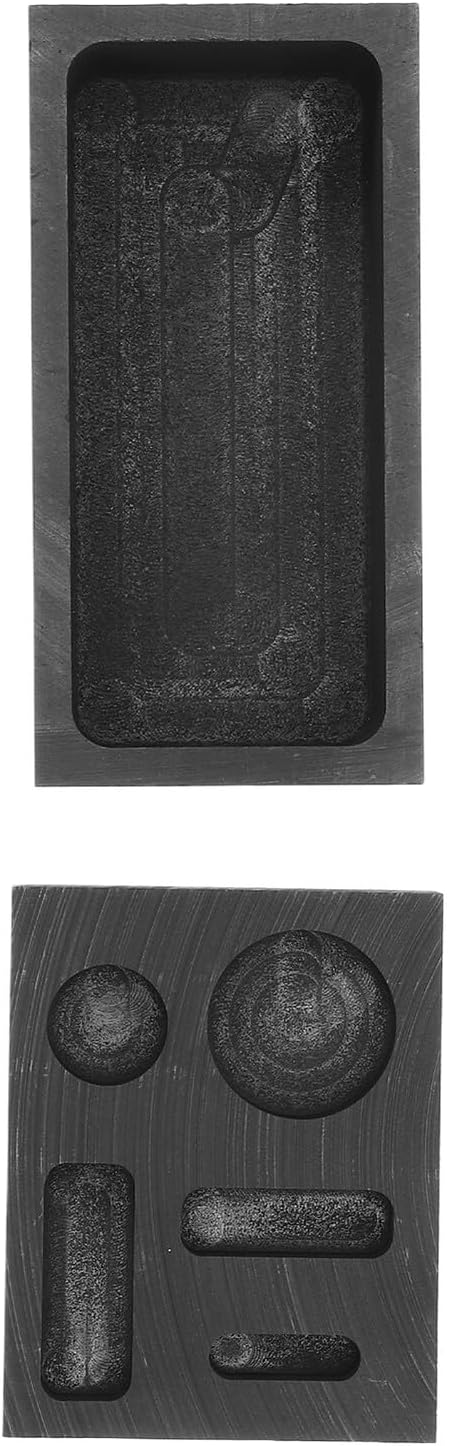 STOBAZA 2pcs Graphite Melting Mold Crucibles 1kg Five-Hole Single Slot Refining Casting Molds for Gold Silver Copper Aluminum Metal Jewelry Making