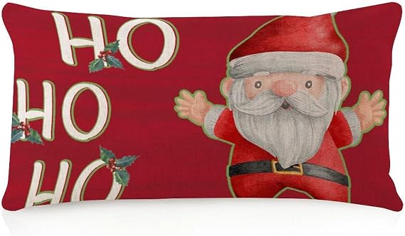 Modern Body Pillow Case Cover with Zipper 12x20in Christmas Ho Ho Ho Santa Claus Spring Decor Body Pillow Case Cover Santa Claus with Sleigh Deer Pillow Shell for Chair Holiday Party Bedroom