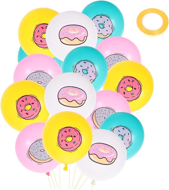32Pcs Donut Balloons Cartoon Doughnut Birthday Party Supplies Decorative Balloons for Celebrations for Donut Themed Events and Showers