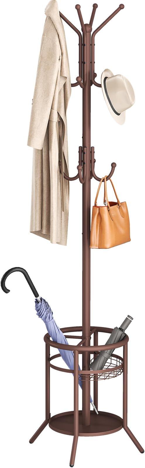 ELYKEN Metal Coat Stand with Umbrella Holder Vintage for Office Hallway