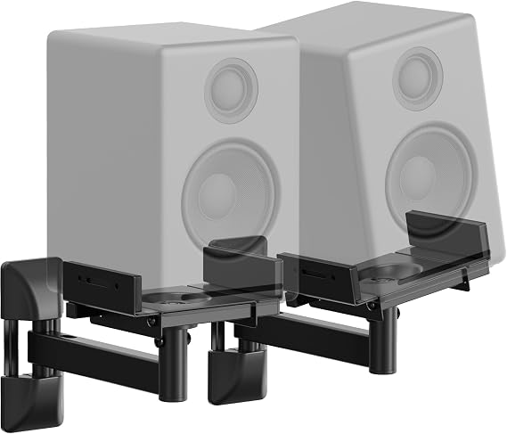 PUTORSEN Wall Mount for Speakers, Universal Pack of 2 Brackets for Home Cinema, Audio Monitor, Maximum Load 25 kg,