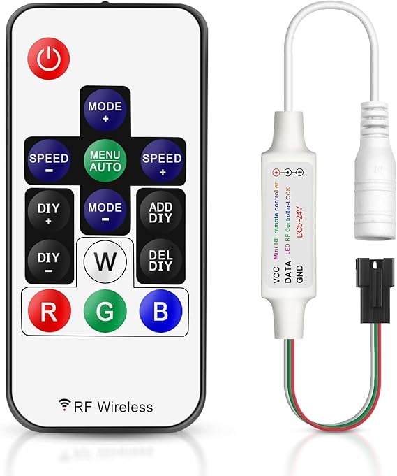 VIPMOON 14-Key RF Wireless LED Remote Control with 3 Pin JST Connector