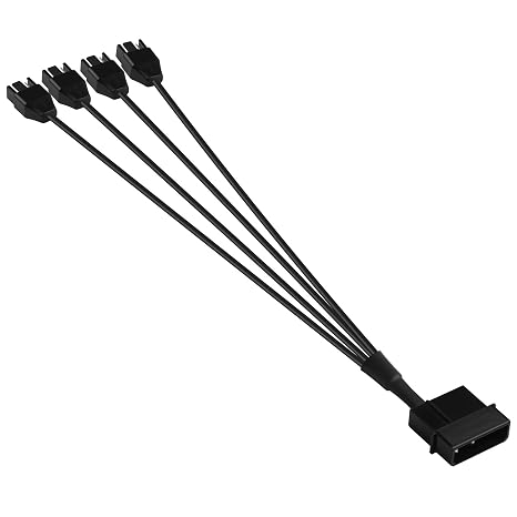 Molex to 4 Pin Fan Cable 30cm 12V Full Speed PC Fan Power Distribution 4 Pin Adapter for ATX Power Supply Case Cooling (1 to 4)