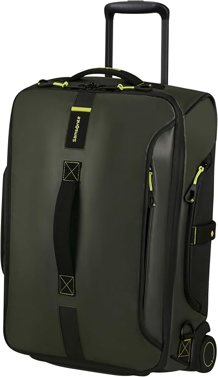 Samsonite Paradiver Light – Travel Bag with Wheels and Backpack Function (55 cm), Small, Hand Luggage, Water Repellent, Lightweight, 51L, Jungle Green