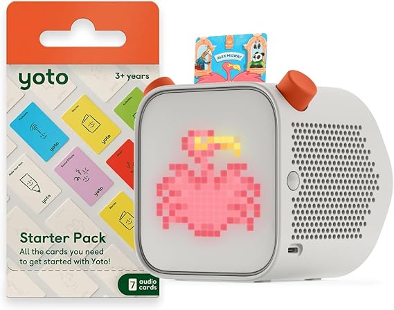 Yoto Player (3rd Gen.) + Starter Pack Bundle – Kids Bluetooth Audio Speaker, All-in-1 Screen-Free Device Plays Stories Music Podcasts Radio White Noise Thermometer Nightlight Ok-to-wake Alarm Clock