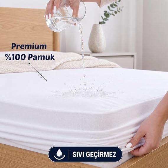 Formeya%100 Pamuk Fitted Su Sıvı Geçirmez Yatak Koruyucu Alez Çarşaf (180 x 200)