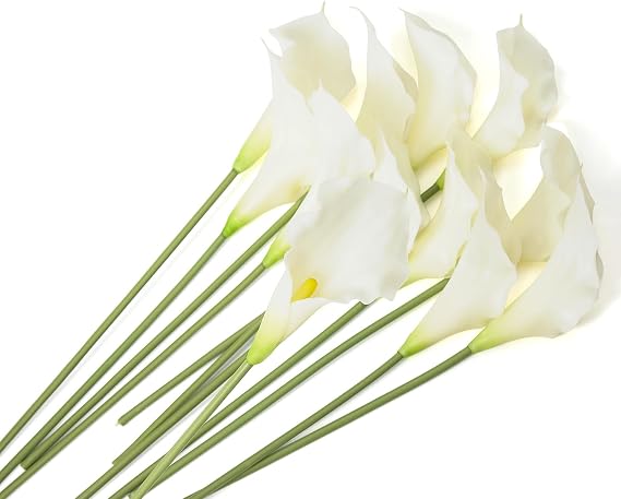 12 PCS White Calla Lily Artificial Flowers,14.6IN