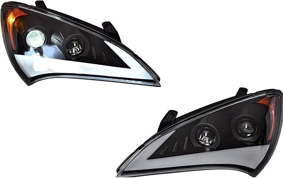 Headlights Compatible With Hyundai For Genesis Coupe Headlights 2009 2010 2011 2012 Angel Eye Headlight DRL Signal H-ID Auto Accessories 2pcs