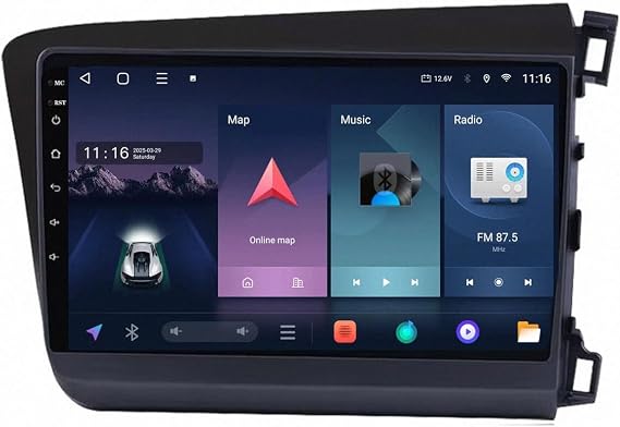 Apple Car Play Screen Android Auto Screen for Honda Civic 2012-2015 Touchscreen Portable Apple Carplay Gps Navigation/Voice Control/Mirror, 4 Core 4G+64G