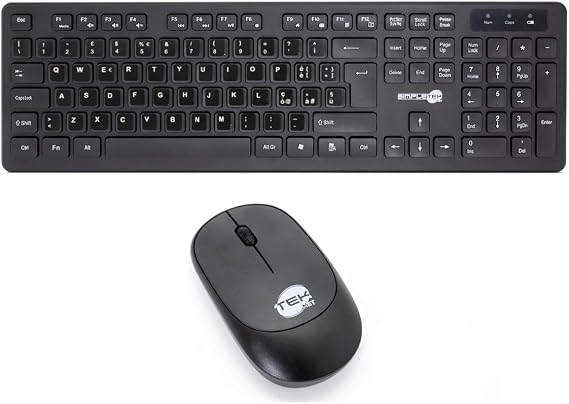 SIMPLETEK - Kablosuz Fare ve Klavye Kombinasyon Kiti - 2,4 GHz Bağlantı - Önceden Uygulanmış Çıkartmalarla İtalyanca QWERTY IT Düzeni - Siyah