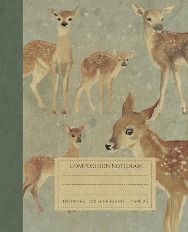 Composition Notebook: Beautiful Vintage Deers Illustration Book For Notes. Perfect Gift For Animals and Nature Lovers