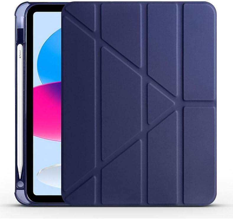 Fogy Ipad (A16) 2025 ile Uyumlu Üçgen Kalem Bölümlü Standlı Uyku Modlu Akıllı Kılıf A3355, Lacivert