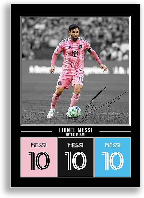 Lionel Messi Inter Miami Signed Photo Poster Print Picture Display Framed Autograph Memorabilia for Football Fans Gift Argentina