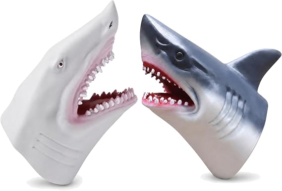 Shark Hand Puppet, Soft Silicone, 14x11cm, Movable Jaw