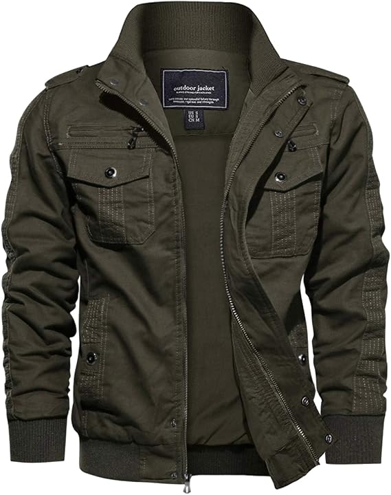 EKLENTSON Men's Transition Cargo Work Jacket Outdoor Jacket Lined with Stand-Up Collar and Multi Pockets S - 3XL