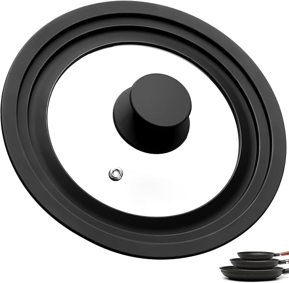 Universal Lid for Pots Pans, 16/18/20cm Frying Pan Lid, Glass Saucepan Lids, for Cooking Pots Cookware Lids, with Heat Resistant Silicone Rim &amp; Knob