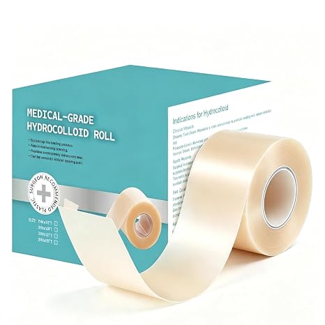 Hydrocolloid Roll Dressing Roll 2in*11.8ft –Waterproof Skin‑Friendly Wound Care Tape Custom Trimmable Patch for Acne Foot Blisters Small Wounds and Sensitive Skin