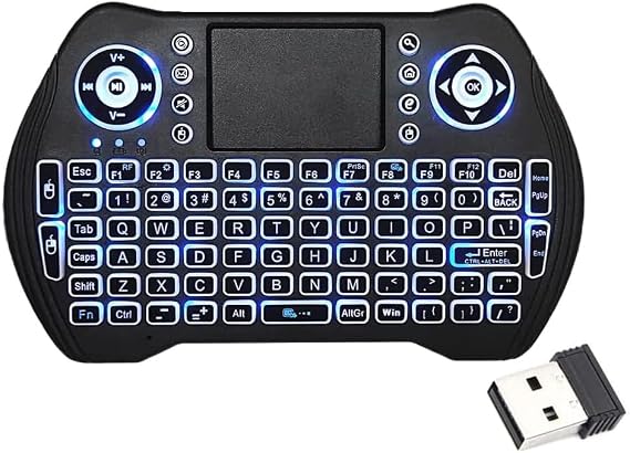 Coverzone Mini Kablosuz Klavye BT + 2.4GHz Çift Mod Bağlantı, Dahili Touchpad, RGB Arka Aydınlatma, USB Alıcılı, Smart TV Android TV Box PC Tablet Telefon HTPC Projektör PS3 Uyumlu | KSW1