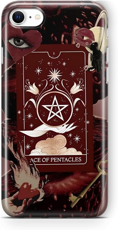 iPhone 7 ve iPhone 8 ile Uyumlu Tarot Kart Desenli Şeffaf Telefon Kılıfı