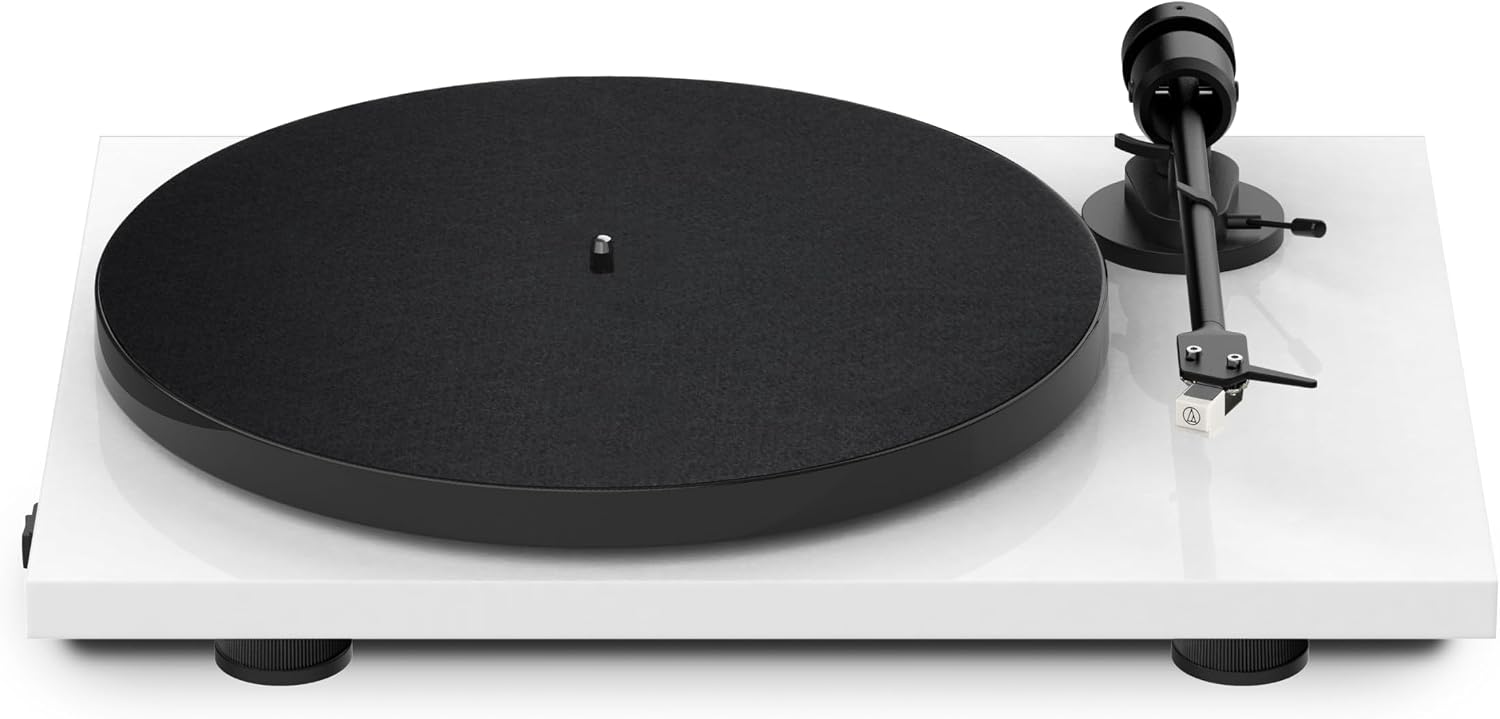 Pro-Ject E1 BT, Plug & Play Entry-Level Turntable with Built-in Bluetooth Transmitter & Phono Preamplifier, Electronic Speed Switching, Anti-Skating Preset, Fitted with AT3600L Cartridge (White)