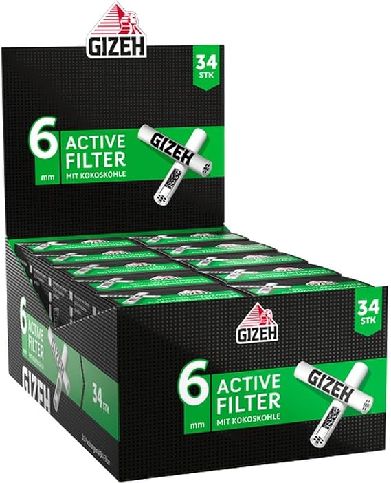 Gizeh BLACK Active Filter, Diameter 6 mm - 10 Bags of 34 Filters