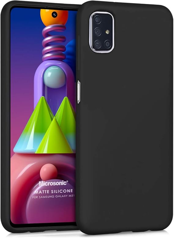 Microsonic Matte Silicone Samsung Galaxy M51 için Kılıf Siyah [Galaxy M51 ile Uyumlu Kılıf - Siyah]