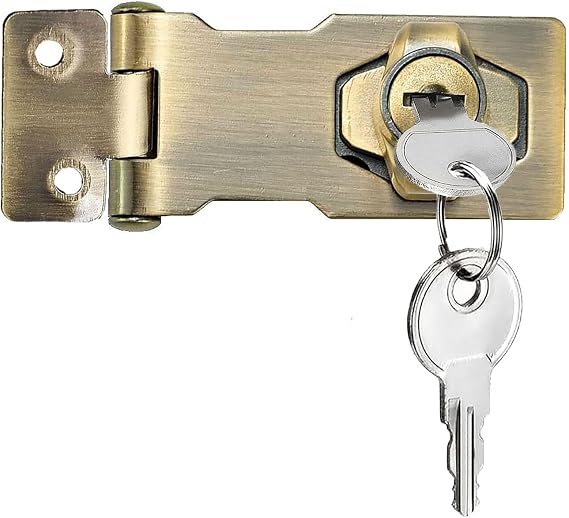 Keyed Hasp Locks with Keys, Twist Knob Keyed Locking Hasp Catch Latch Safety Door Bolt Lock Cabinet Locks Padlock Gate Latch 3 inch for Locking Furniture Mailbox (Green Bronze, 3 Inch) | Twist Knob Locking Hasp Cupboard Lock Door Bolt Latch Clasp Lock Buckle with Key for Cabinets Drawer Green Bronze, 3 Inch