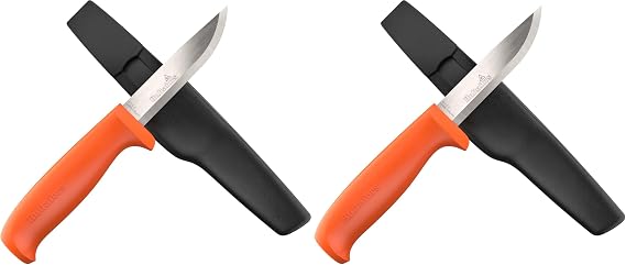Hultafors Craftsman's knife HVK GH I All-purpose knife with ergonomic handle and Japanese carbon steel blade I Including holster and holder for working trousers I 380010 (Pack of 2)