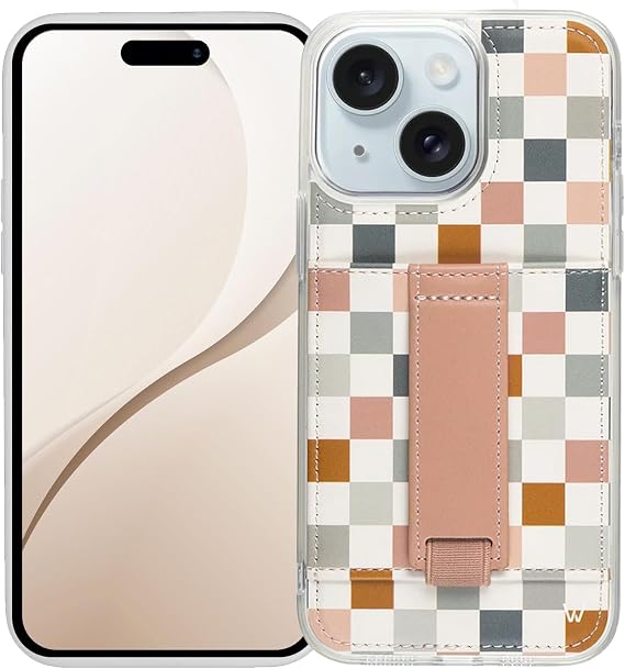 Walli ケース iPhone 16 Plus用 - カードホルダー付きウォレット電話ケース - カードスロット、キックスタンド&フィンガーストラップ付き - ビーガンレザー - iPhone 16 Plus対応の美的電話ケース
