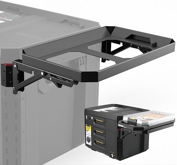 Foldable Mounting Plate Compatible with ToughBuilt StackTech Compact Tool Box & Tool Bag, Side Rail Storage Attachment Bracket, No Drill Toolbox Expansion Mount for Modular Organizer Accessories