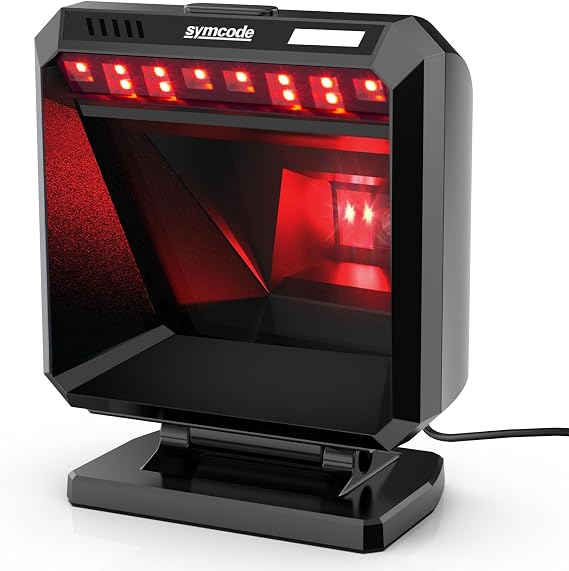 Symcode Automatic Omnidirectional Desktop 2D QR Barcode Scanner, Hands-Free USB Wired Barcode Reader, 1D 2D Bar Code Image Sensing for Warehouse, Supermarket, Retail Store, Bookstore