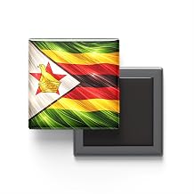 Zimbabve - Abstract Efektli Bayrak - Baskılı Kare Buzdolap Magneti