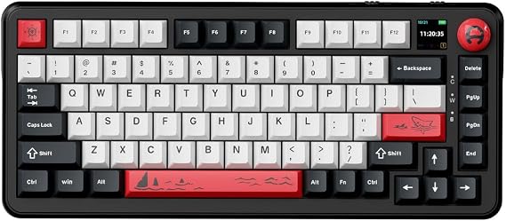 Coverzone Ajazz AK820 Max Plus Mute Switch 3 Modlu Mekanik Oyun Klavyesi - TFT Ekranlı-Ultra Sessiz RGB - Hot Swap - (AK820 Max Plus - Black Red)