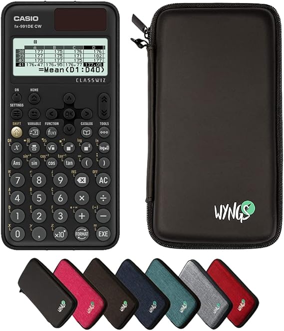 Casio fx-991DE CW including a WYNGS protective case in Black - Basic Set (German)
