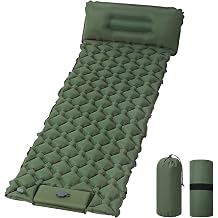 AUYAO Camping Sleeping Pad Ultralight Inflatable Sleeping Mat Sleeping Mattress Portable Camping Mat with Built-in Foot Pump Air Camping Pad with Pillow for Backpacking Hiking Tents Outdoor