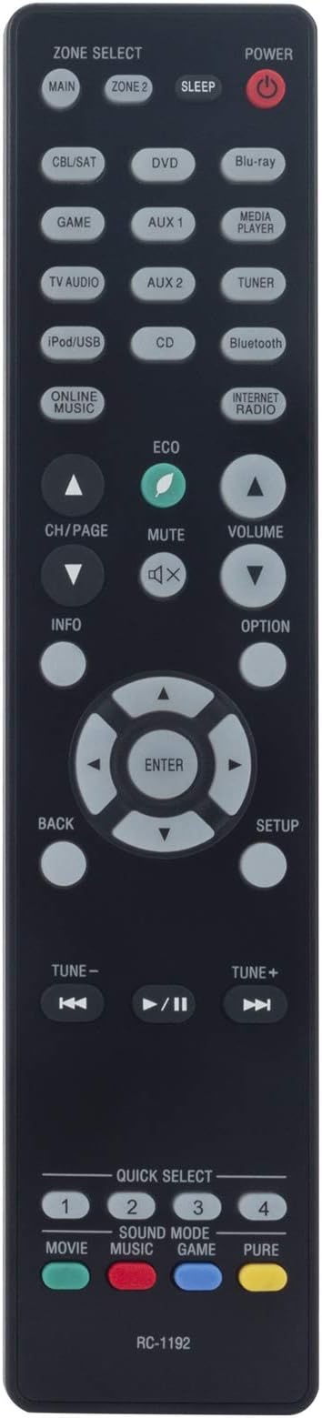 RC-1192 Replacement Remote Control Compatible With Denon AV Receiver