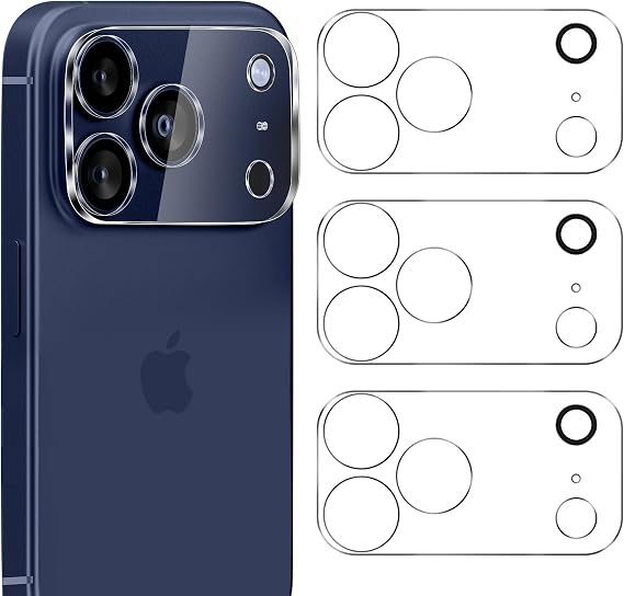 iPhone 17 Pro用 カメラレンズプロテクター 強化ガラス フルカバーガード - 3パック/透明