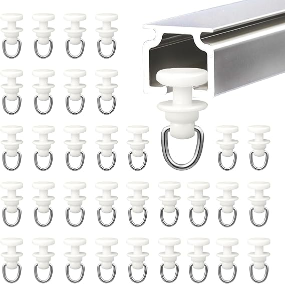 100 pcs Plastic Curtain Hooks Gliders, Mute Rod inner rail track Slides Rollers,Caravan Curtains Hooks,Curtain Track Runners for Window Door Shower Curtains