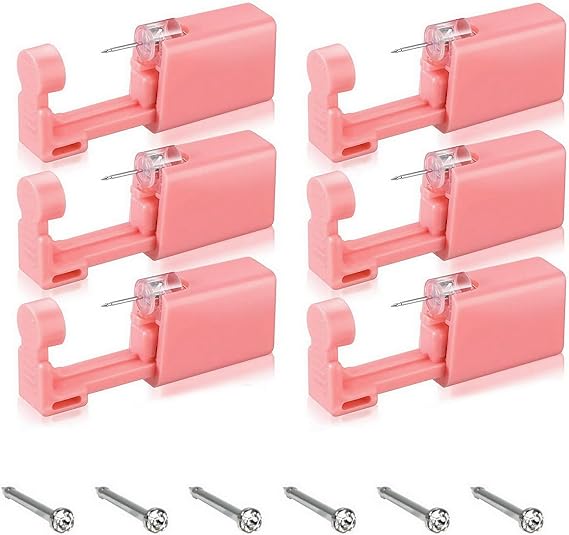Disposable Nose Piercing Kit Tool Stud Safety Sterile Portable Nose Piercing Kit Tool Self Nose Piercing Gun Pack of 6