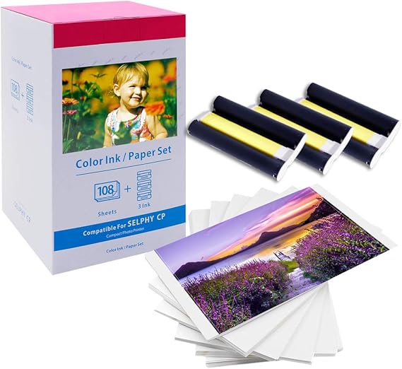 Compatible with Canon Selphy CP1500 KP-108IN Photo Paper and Ink Cartridge