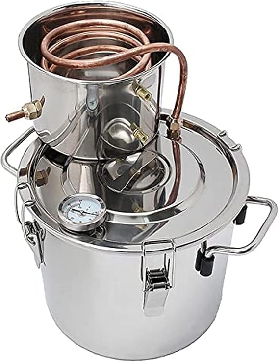 Stainless Steel Water Distiller, Copper Still Still Kit, Boiler Copper Tube Home Brewing Kit for DIY,12L/3GAL [Energy Class A]