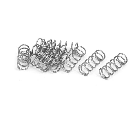 sourcingmap Compression Spring,304 Stainless Steel,8mm OD,0.8mm Wire Size,20mm Free Length,Silver Tone,10Pcs