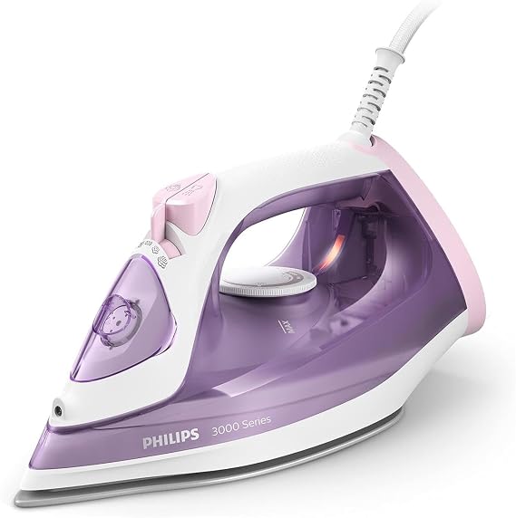 Philips Steam Iron Series 3000-2000W Power, 140 g Steam Beam, Continuous Steam 30 g/min, Non-Stick Ceramic Sole, 300 ml Water Tank, Leakproof System (DST3010/30)