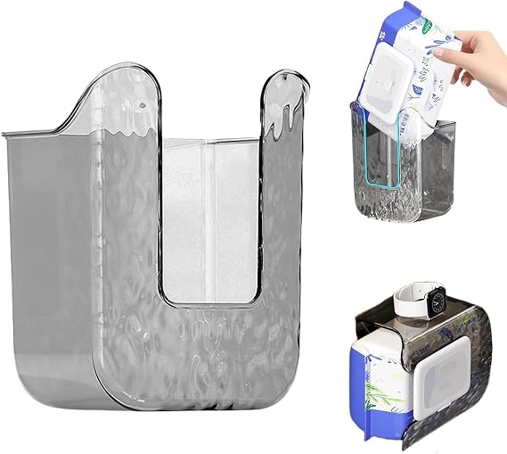 Kitchen Wipes Storage Box, Wall-Mounted Punch-Free Tissue Box, Wipe Holder Wipe Containers, Refillable Wipes Case Wipes Wall Holder for Bathroom, Refillable Baby Wipes Dispenser Wipes Container