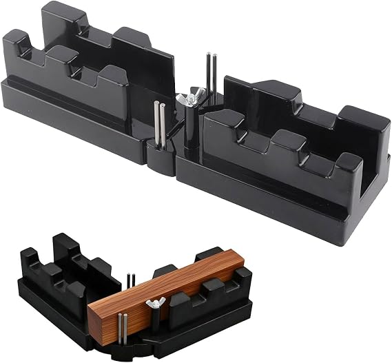 Miter Woodworking Tools, 2 in 1 Miter Angle Gauge for Measuring and Sawing from 85 to 180°, Miter Box and False Square for Pipe Installation Carpentry