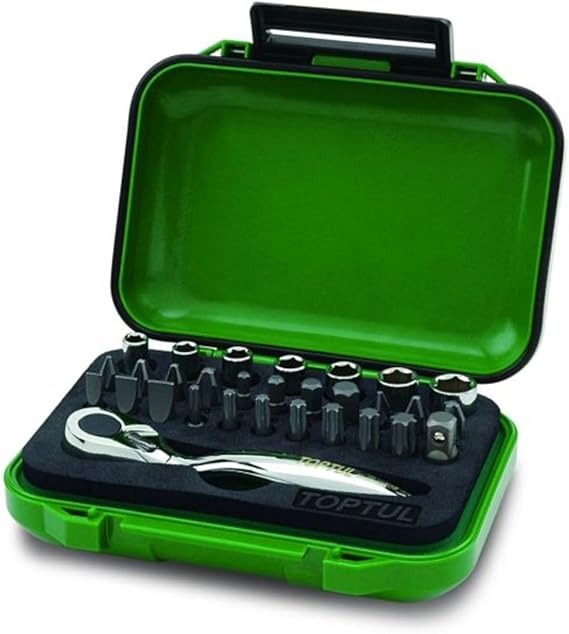 TOPTUL Socket Spanner Set 1/4 Inch 30 Pieces (SL, PH, PZ, TORX, SQ)